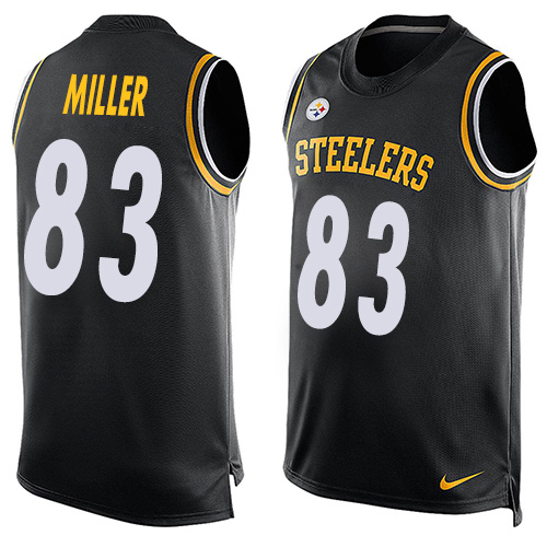 Men's Limited Heath Miller Nike Jersey Black - #83 Player Name & Number Tank Top NFL Pittsburgh Steelers